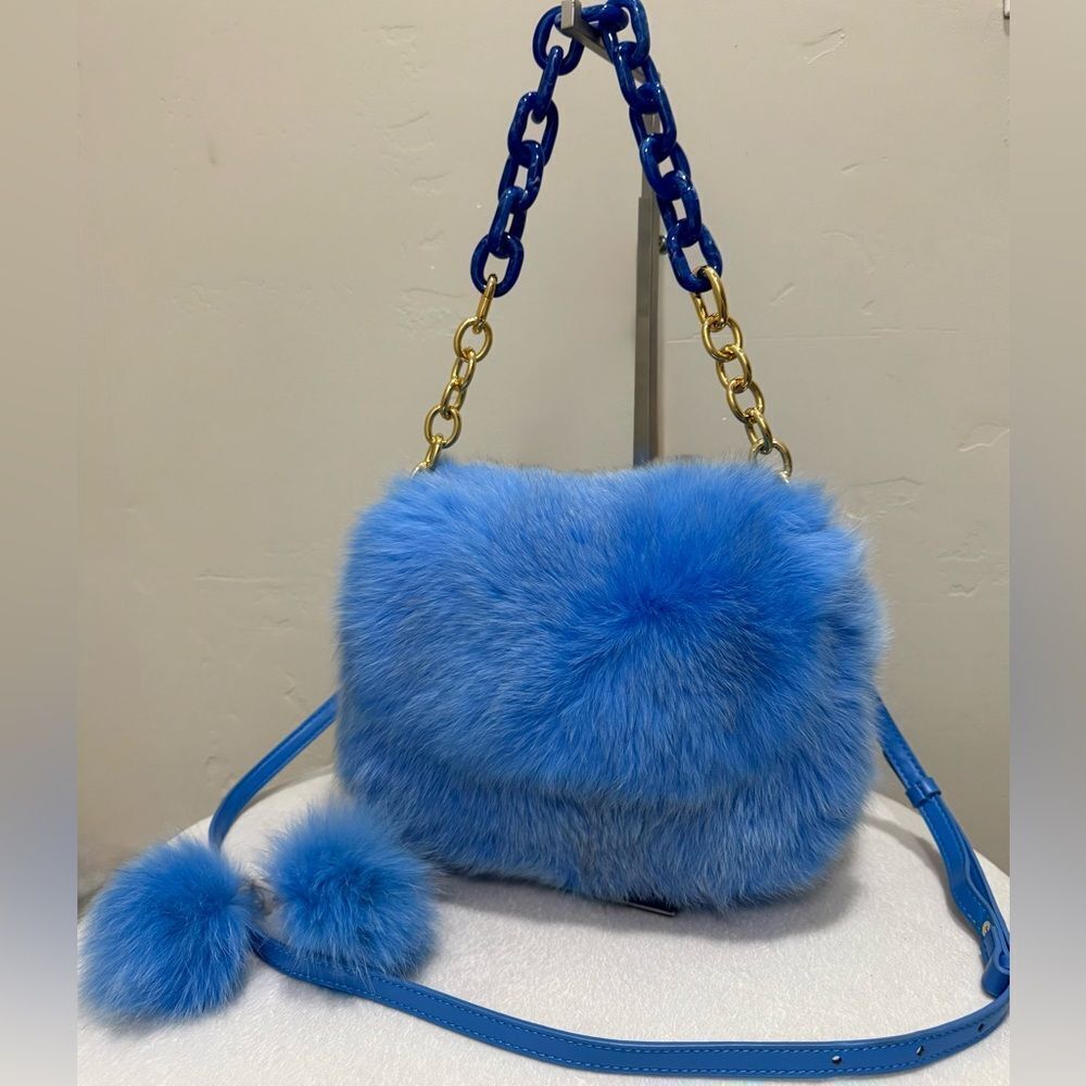 Premium Real Fox Fur Handmade Fold Over Flap Handbag, Crossbody, & Fur Bag Charm